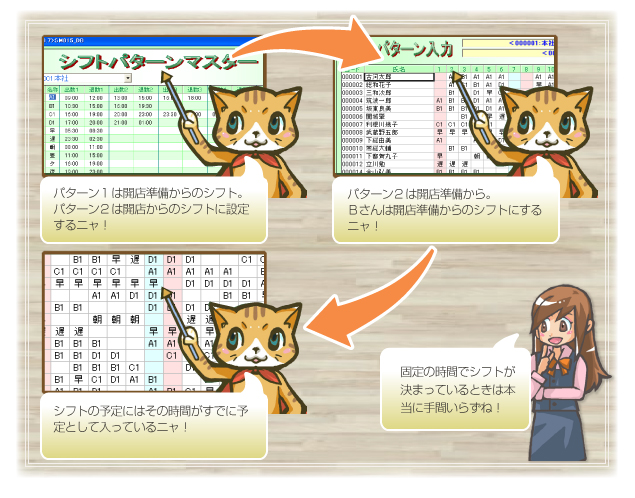 固定の時間でシフトが決まっているときは本当に手間いらず！